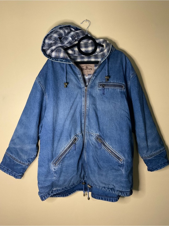 Braetan Other - Braetan Plus Blue Denim Hoodie Jacket with Plaid Lining
